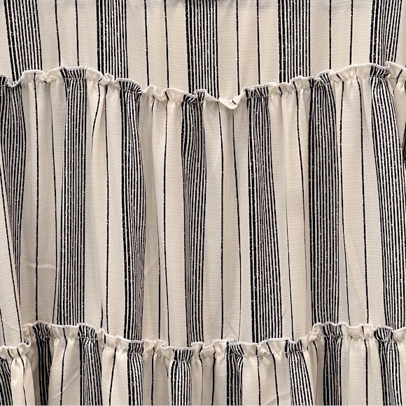 ODDY Beige with Black Stripes Peasant Style Top - Picture 3 of 7